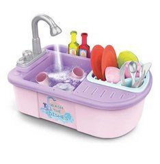 Игрушечная мойка с набором посуды (помповая подача воды, полочка для посуды, наклейки, в коробке) BL 202 A