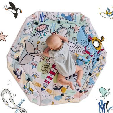Коврик манеж развивающий игровой Kinderkraft Smartplay Sea (дуга с игрушками, подушка, мячики) KPSMSE00MUL0000 фото