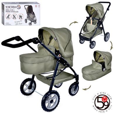 Коляска для кукол универсальная 2в1 FiVEoNiNE (д63-ш38-в65,5см, регулируемая ручка) T738005 Хаки