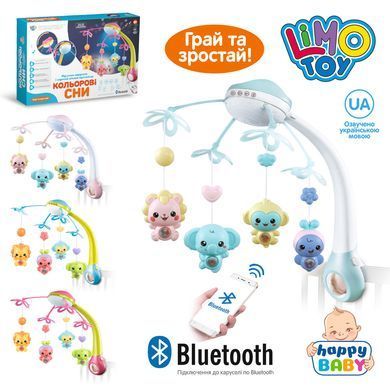 Музыкальный мобиль на кроватку Limo Toy (4 вида, 4 подвески, музыка, звук на укр, свет, проектор) HB 0007 ABCD HB 0007 ABCD фото