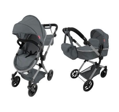 Коляска для ляльок 2в1 Carrello Alfa із сумкою 9707 GREY Сіра